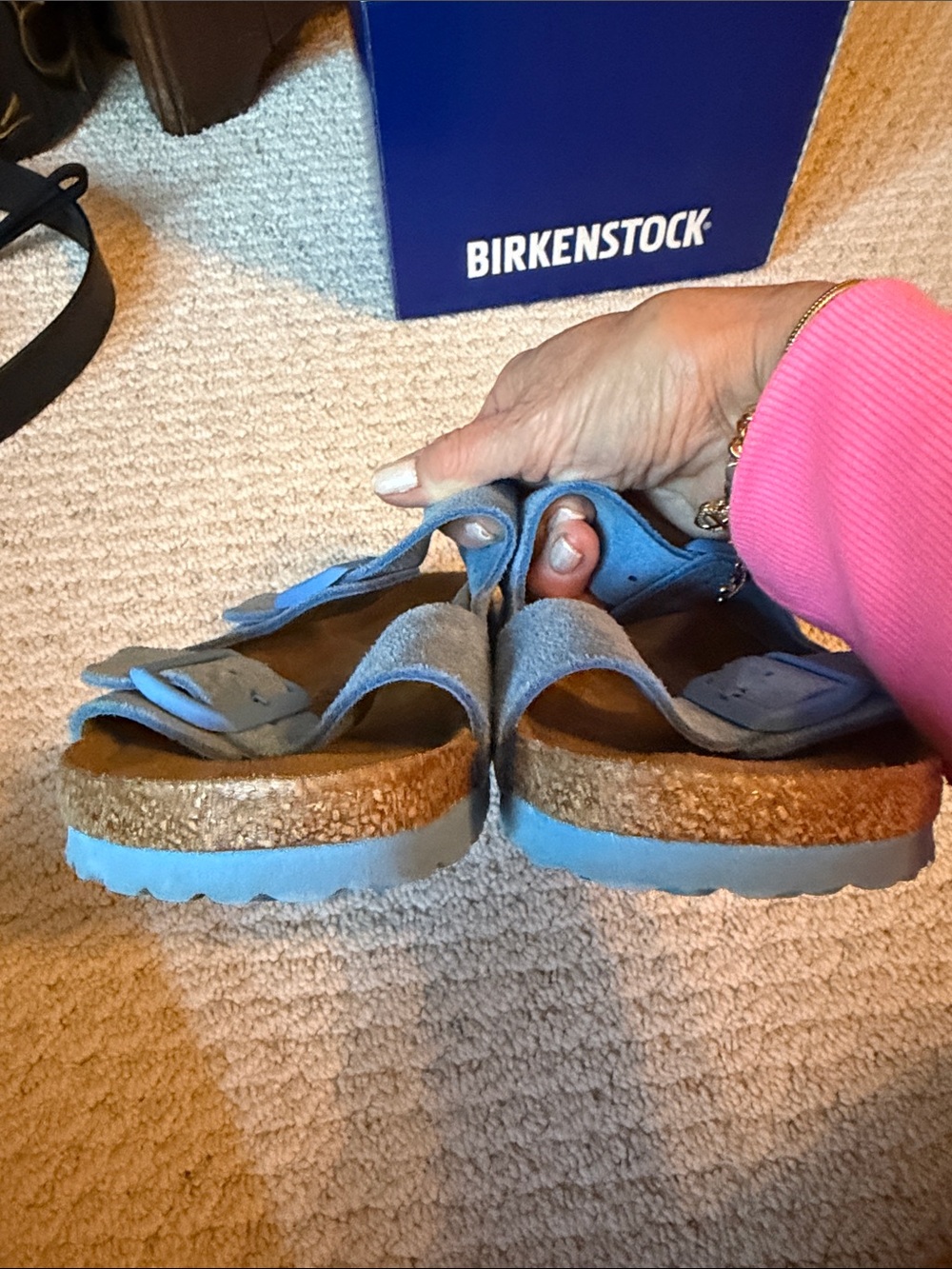 Birkenstock Sky Blue Suede Arizona Sandals - Picture 6 of 12